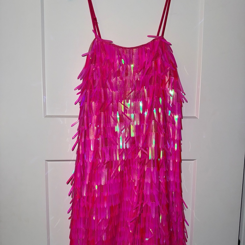 Pink Sequin Mini Dress